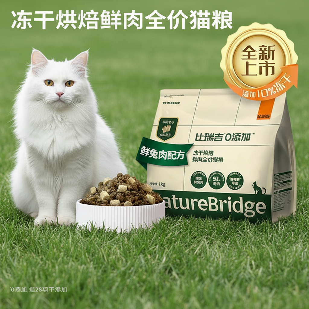 【比瑞吉】0添加兔肉冻干烘焙鲜肉全价猫粮